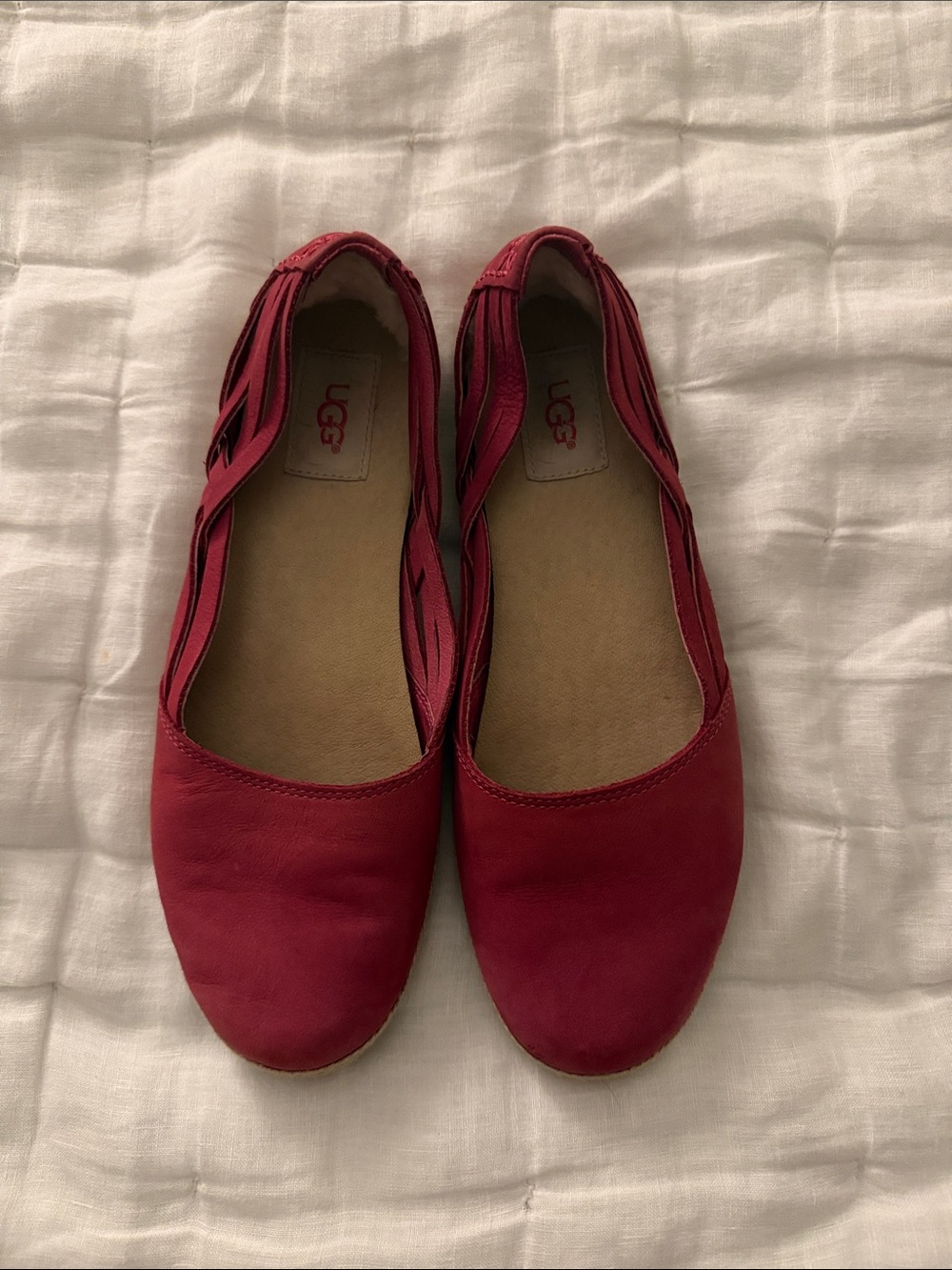 UGG Women's Berry Red Ballet Flats